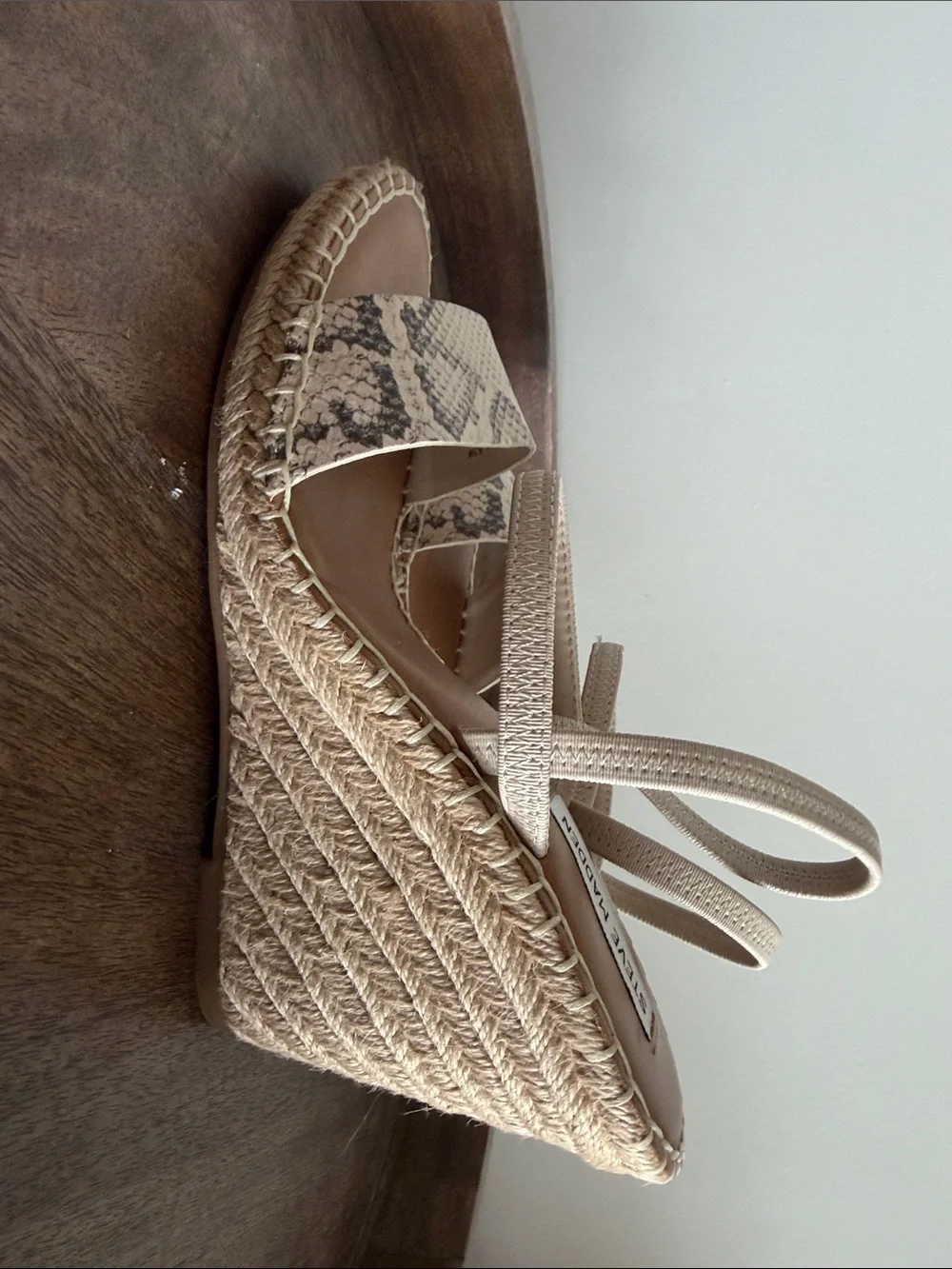 Steve Madden Neutral Snake-Print Espadrille Wedge Sandals